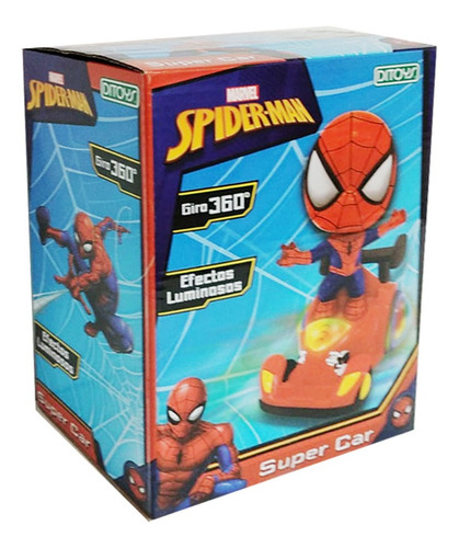Spiderman Super Car Giro 360° Con Luz Pr