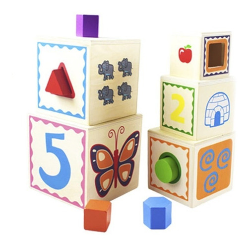 Juguete Didáctico Infantil Con Bloques Y Figuras De Colores