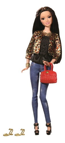 Barbie Style Luxo Cmf77 Cílios Raquelle Casaco Oncinha (Usado)