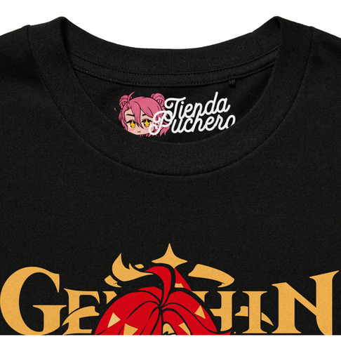 Playera Anime Genshin Impact Mavuika Chibi Letras Ama Dtf