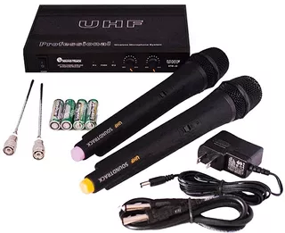 Microfono Inalambrico Doble Uhf Soundtrack Stw28hu2 Color Negro