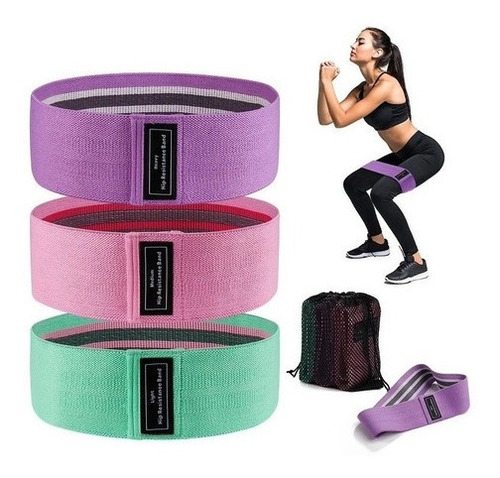 Kit 3 Faixas Elásticas Hip Resistence Bands Pernas E Glúteos