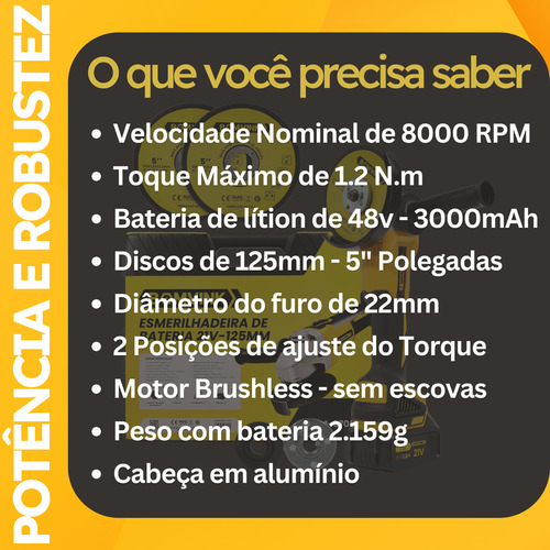 Esmerilhadeira Lixadeira Angular Profissional 2 Baterias 21v