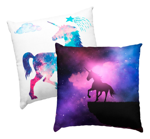 2 Fundas De Cojines Baratos Unicornio Galaxia 