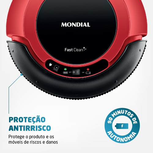 Robô aspirador e passa pano Mondial Fast Clean RB-01 vermelho e preto 127V/220V