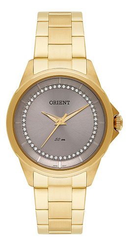 Relógio Orient Feminino Classico Dourado Fgss0076-g1kx Cor do fundo Cinza