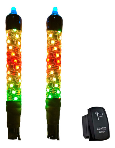 Par De Antenas Headlight Led Bluetooth Switch Rzr 26cm, Rgb