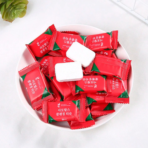 Imagen 6 de 9 de Toalla Comprimida Pastilla Compacta Rojo Limpieza 10pzs