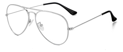 Gafas Aviador Clásicas Unisex Metal Lentes Transparentes