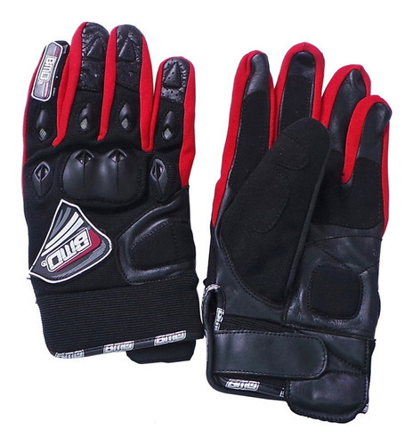 Guantes Motociclista Piel/textil Completo Negro/rojo Bmd Talla XL