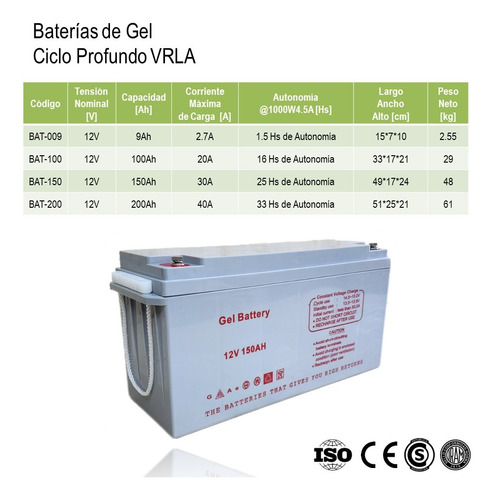 Bateria 12v 100ah Vrla Gel Ciclo Profundo Usb Xlt