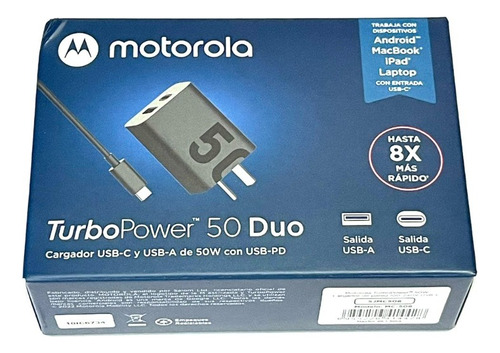 Cargador Motorola 50w Cable C A C Original En Caja