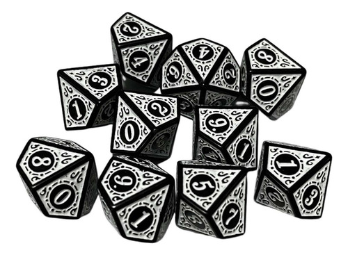 Juego De 10 Dados Poliédricos, Dados Acrílicos D10 Para