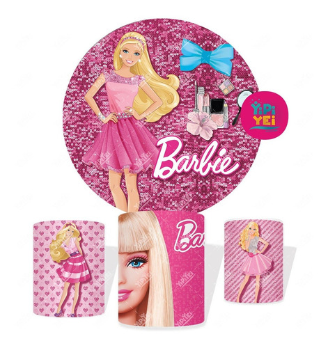 Funda Barbie Tela Sublimada  Mampara 1.2m Y 3 Cilindros