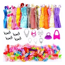 Comprar 32pcs Vestidos Barbies Y Gafas Zapatos Juguetes Para Niñas