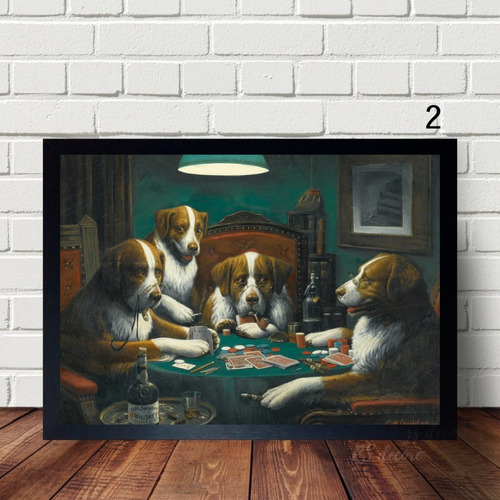 Quadro Decorativo Cães  Poker  A4
