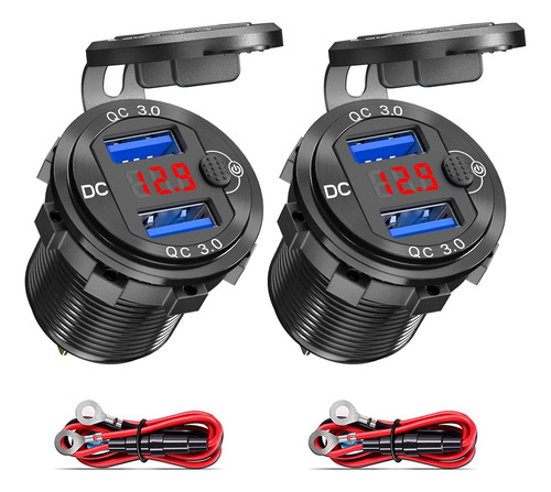 Paquete De 2 Salidas Usb De 12 V, Carga Rápida Dual 3.0, Pue