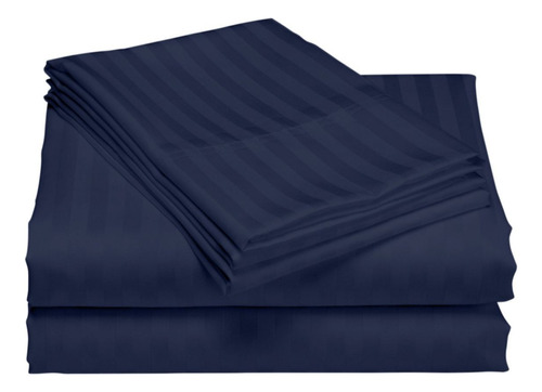 Juego De Sábanas Sencillo Azul Navy 100x190 Fuelle 30 Cm 