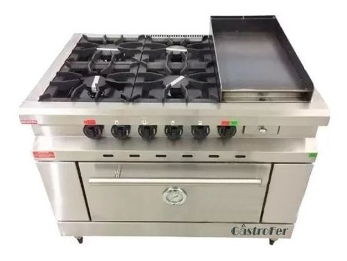 Imagen 1 de 3 de Cocina Industrial Pesada 4 H + Plancha Linea Super Rovesco