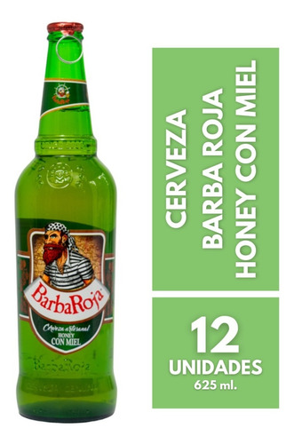 Imagen 1 de 10 de Cerveza Barba Roja Honey Con Miel 625ml. Pack X 12