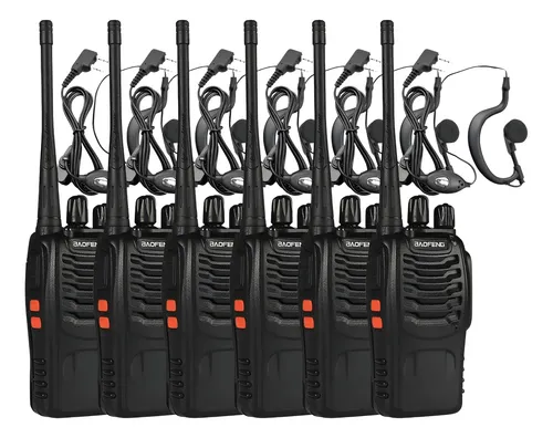 Kit 6 Radios Comunicador Baofeng 777s Profissional Ht Uhf Preto 400-470mhz Bivolt