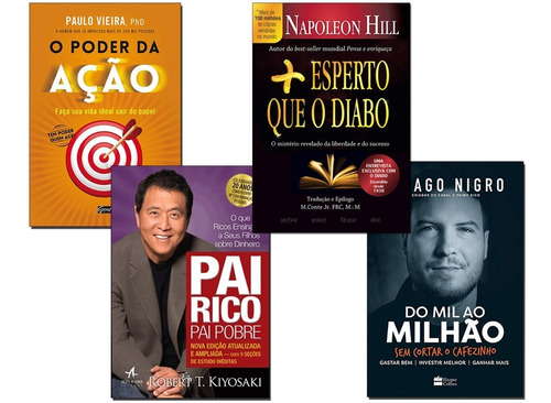 Livro Pai Rico Pai Pobre+ Mil Ao Milhão+ Poder Ação+ 1 Livro