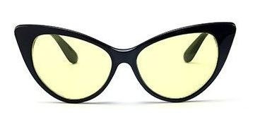Óculos Noturno Formato De Gatinho Armação Preta Com Lentes