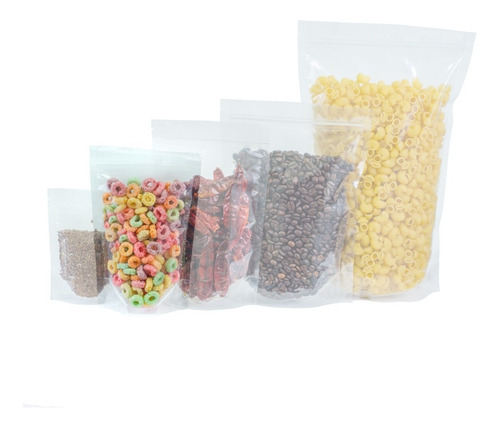 Imagen 2 de 6 de 100 Bolsa Stand Up Pouch Con Cierre Transparente De 140 Grs