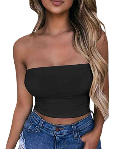 Blusa Sin Tirantes De Verano De Color Liso Para Mujer