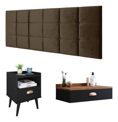 Kit de tocador Bia Box Queen Style Brillante, color negro | Gamuza marrón