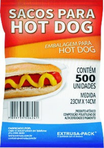 Saco Plástico Hot Dog 23x14cm 500 Unidades Extrusa-pack