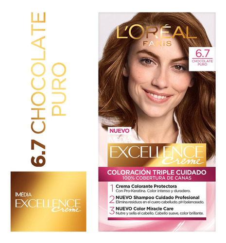 Tintura L'oréal Excellence Creme Tono 6.7 Chocolate Puro