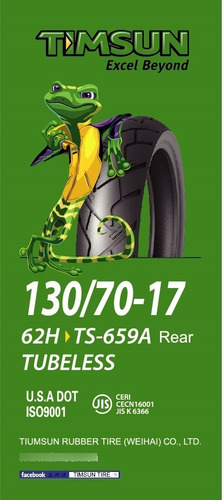 Cubierta Timsun 130 70 17 Ts659a