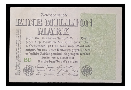 Alemania Billete 1 Millón Marcos 1923 Mb Pick 102b Anillos