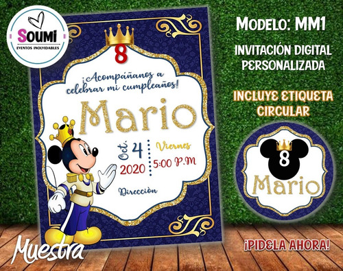 Invitación De Mickey Mouse Para Imprimir (personalizada) (Usado)