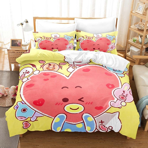 Juego De Sábanas De Dibujos Animados Anime Bt21, Tata