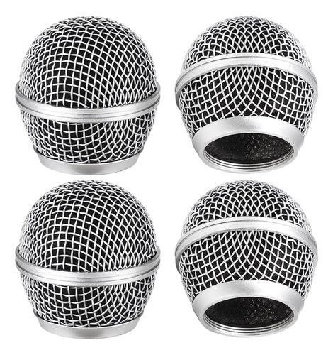 Cabezales De Metal Plateado Para Micrófono M58, 4 Piezas