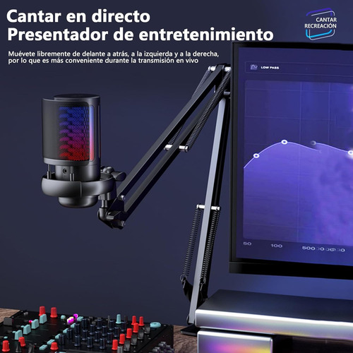 Micrófonos Podcast Rgb Condensador Cardioide Para Pc Y Usb-c