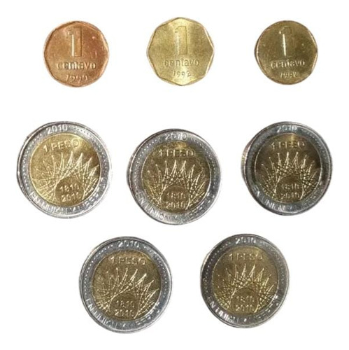 Monedas 1 Centavo + Monedas 1 Peso Conmemorativas