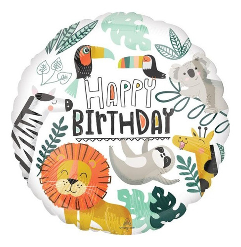 4 Globos 18in Met Animales Selva Safari Tucan Leon Koala Mas