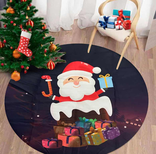 Alfombra Papa Noel Redonda Azul 150cm Kreatex