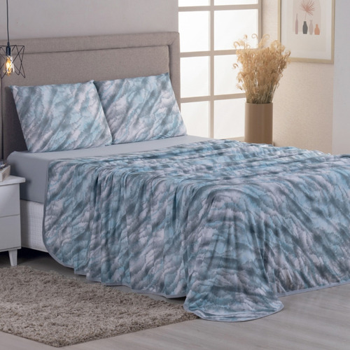 Roupa De Cama Queen 4 Pçs Macio Estampado Malha 100% Algodão