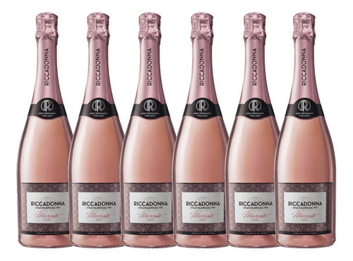 Imagen 3 de 4 de 6x Espumante Italiano Riccadonna Moscato Rose 750 Ml
