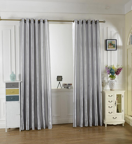 Cortinas De Ventana De Satén El 100x250cm Gris