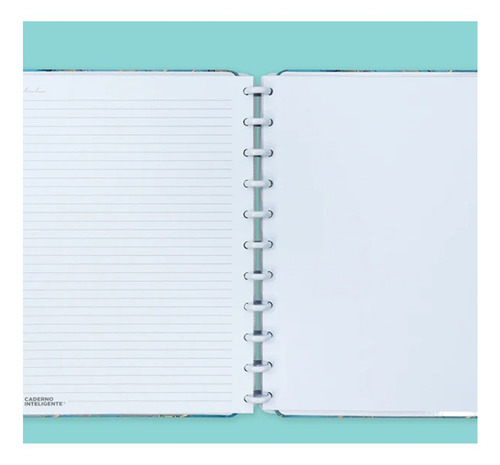 Caderno Inteligente Luara Maldives Grande 80 folhas lisa e pautada 4 assuntos unidade x 1 28cm x 21.5cm mármore azul cor azul-turquesa