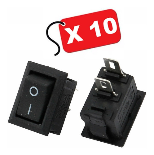 Imagen 1 de 3 de Micro Interruptor Switch Rocker Negro 2pin On-off / 10 Und