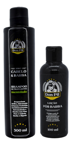 Kit Don Pill Shampoo 2x1 Cabelo + Barba Loção Pós Barba