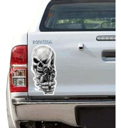 Calcomania Calavera Skull Disparando Auto Camioneta Calco