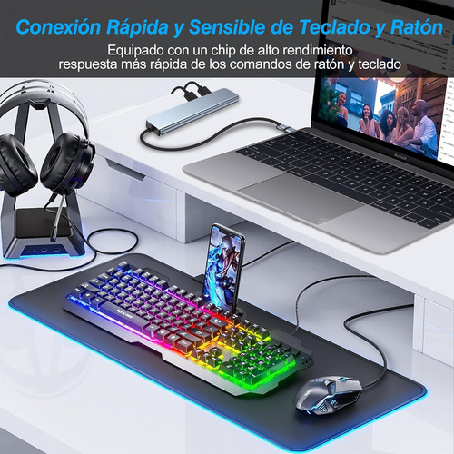 Adaptador Usb C Hub Tipo C, 8 En 1, Multipuerto, Usb 3.0, Sd