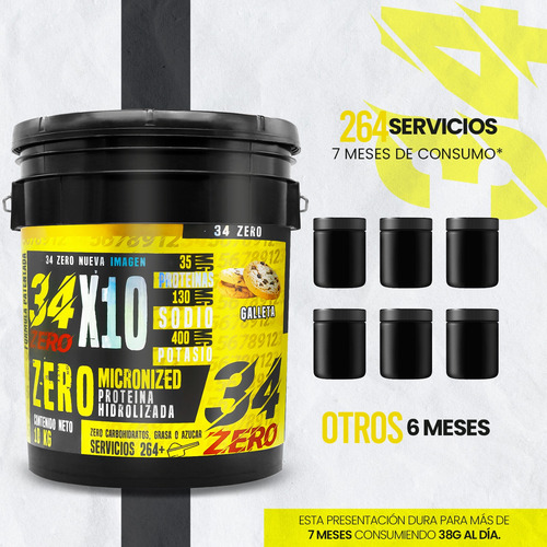 34 Zero Proteína Hidrolizada 10kg 264 Servs Varios Sabores Galleta